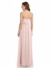 V-neck Spaghetti Strap Chiffon Bridesmaid Dresses-Dusty Rose