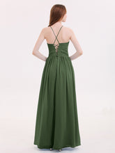 Illusion Neck Lace and Chiffon Maxi Gowns-Olive Green