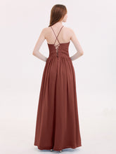 Illusion Neck Lace and Chiffon Maxi Gowns-Terracotta
