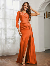 Sheath/Column One Shoulder Satin Prom Dress Burnt Orange