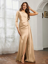 Sheath/Column One Shoulder Satin Prom Dress Champagne