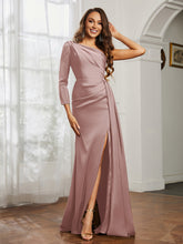 Sheath/Column One Shoulder Satin Prom Dress Dusty Rose