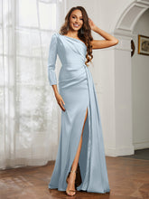 Sheath/Column One Shoulder Satin Prom Dress Mist