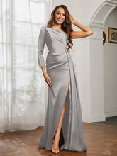 Sheath/Column One Shoulder Satin Prom Dress Silver