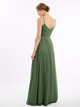 Spaghetti Strap Sweetheart Chiffon Dresses Olive Green