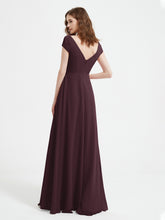 V-neck A-line Chiffon Dress With Slit Cabernet
