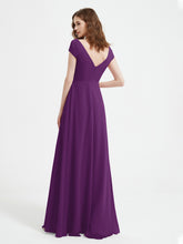 V-neck A-line Chiffon Dress With Slit Grape