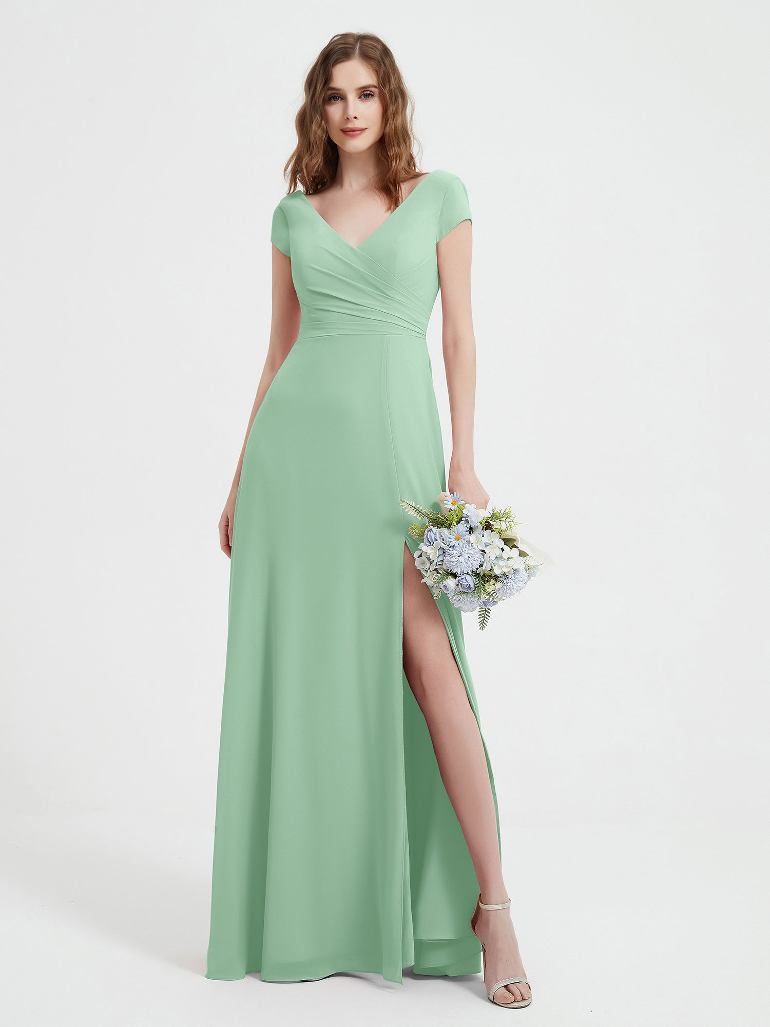 mint green chiffon dress Mint Green Chiffon Plus Maxi Dress main image 0