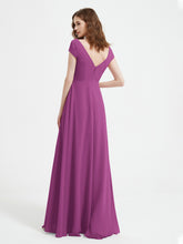 V-neck A-line Chiffon Dress With Slit Orchid