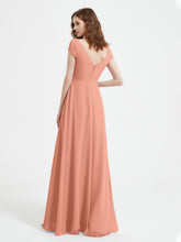 V-neck A-line Chiffon Dress With Slit Papaya