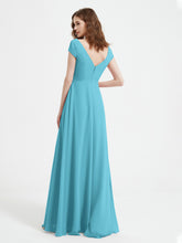 V-neck A-line Chiffon Dress With Slit Pool