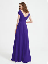 V-neck A-line Chiffon Dress With Slit Regency