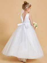 Stunning Satin Flower Girl Dresses with Tulle Overlay and Open Back