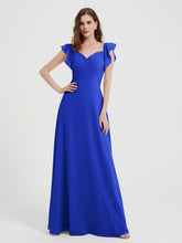 Sweetheart Flutter Sleeves Chiffon Dress Royal Blue