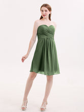 Short Strapless Bridesmaid Dress with Sweetheart-Olive Green