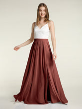 Ivory Lace Bodice Chiffon Skit Dresses with Slit-Terracotta