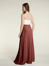 Ivory Lace Bodice Chiffon Skit Dresses with Slit-Terracotta