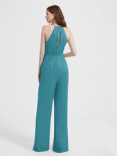 Halter Neckline Sleeveless Pleated Jumpsuit With Sash Jade