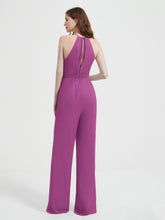 Halter Neckline Sleeveless Pleated Jumpsuit With Sash Orchid