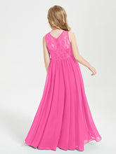 Long Junior Bridesmaid Dresses Illusion Lace Top Azalea