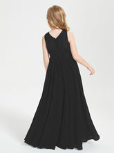 Long Junior Bridesmaid Dresses Illusion Lace Top Black