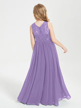 Long Junior Bridesmaid Dresses Illusion Lace Top Tahiti