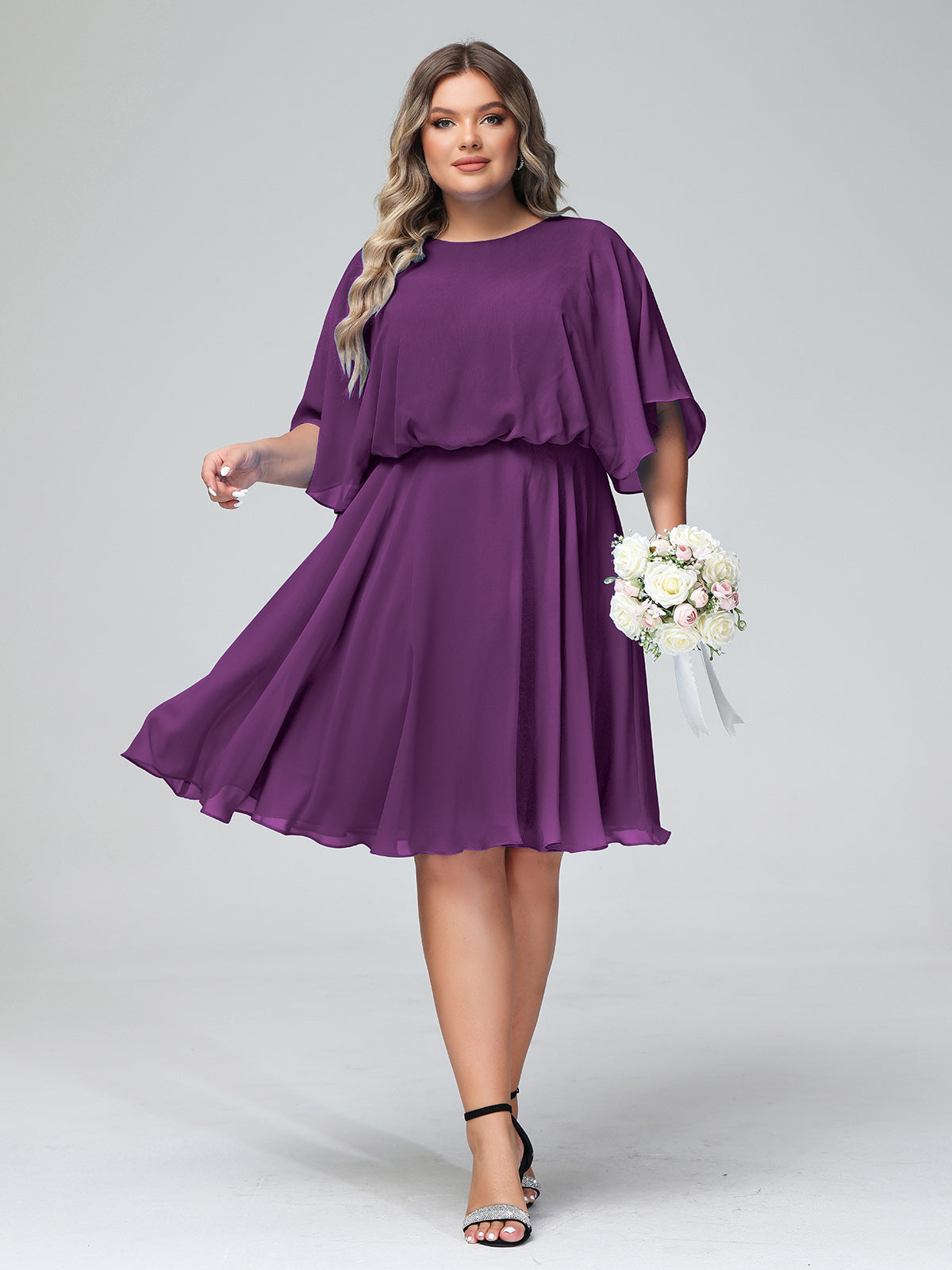 princess polly baby blue dress BABARONI Chiffon Dusty Rose Bridesmaid Dresses V-neck Floor-length  Spaghetti Straps Sash with Slit A-line main image 0
