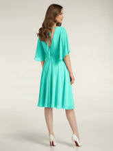 Scoop Neck Flutter Sleeves Short Chiffon Dresses-Spa