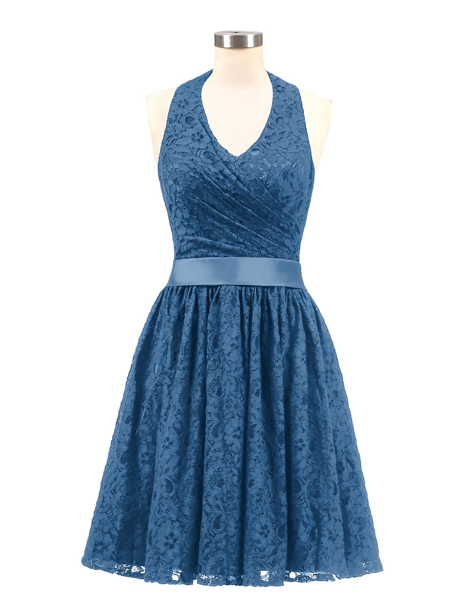 serafina bridesmaid dresses BABARONI Lace Ink Blue Halter Short/Mini Sleeveless Ruched A-line, Ink Blue / US18 US30) and in custom