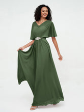 Illusion Sweetheart Neck Chiffon Max Dresses-Olive Green