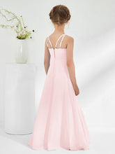 Bateau Neckline Junior Bridesmaid Dresses with Sash Blushing Pink