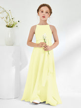 Bateau Neckline Junior Bridesmaid Dresses with Sash Daffodil
