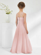 Bateau Neckline Junior Bridesmaid Dresses with Sash Dusty Rose