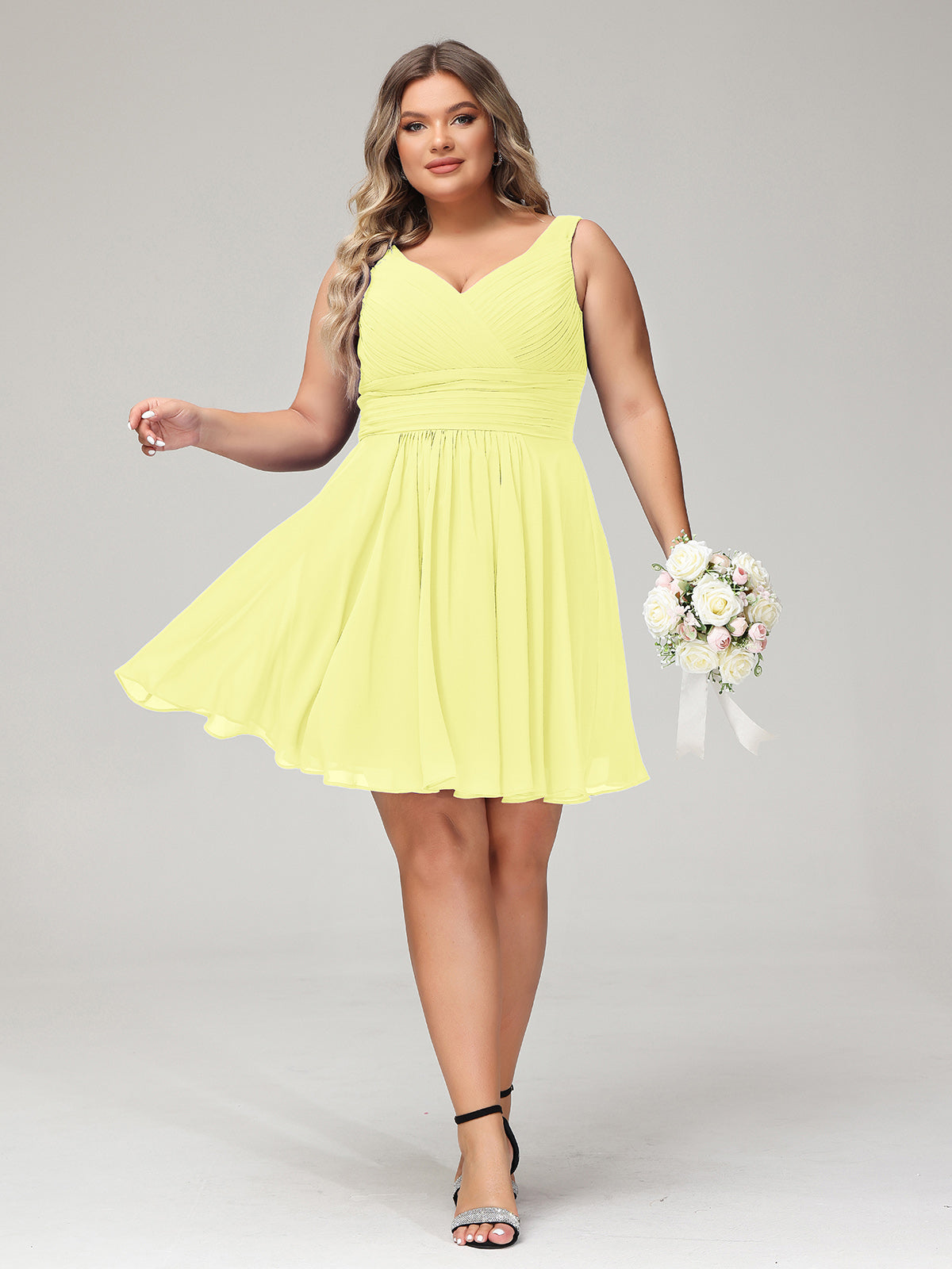 Strapless Chiffon Simple Maxi Dresses Daffodil Plus Size