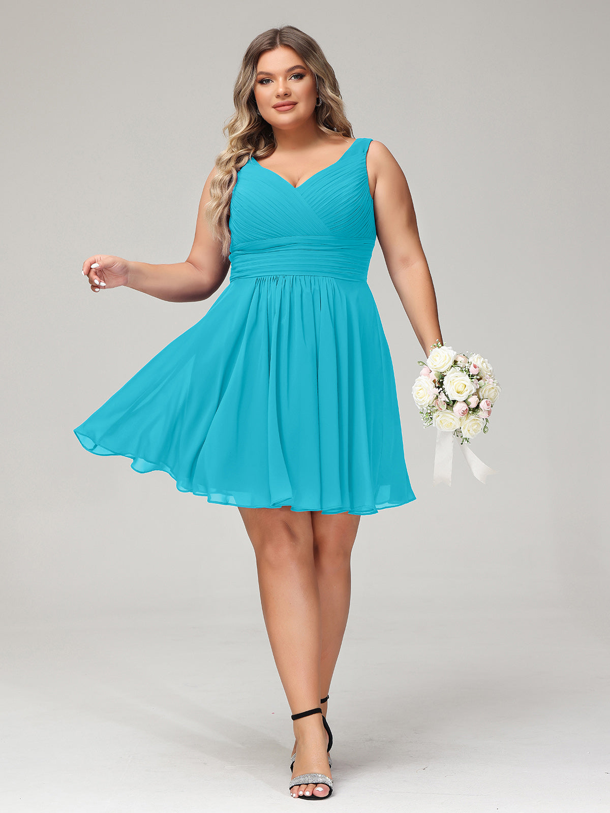 Chiffon Bridesmaid Dresses with Lace Cap Sleeves Jade Plus Size