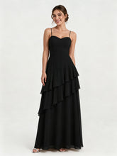 Tiered Ruffle Sweetheart Gown with Lace-Up Back Black