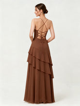 Tiered Ruffle Sweetheart Gown with Lace-Up Back Brown