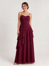 Tiered Ruffle Sweetheart Gown with Lace-Up Back Cabernet