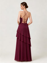 Tiered Ruffle Sweetheart Gown with Lace-Up Back Cabernet