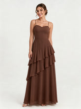 Tiered Ruffle Sweetheart Gown with Lace-Up Back Chocolate