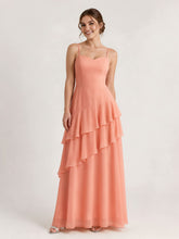 Tiered Ruffle Sweetheart Gown with Lace-Up Back Coral