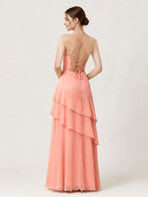 Tiered Ruffle Sweetheart Gown with Lace-Up Back Coral