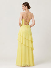 Tiered Ruffle Sweetheart Gown with Lace-Up Back Daffodil