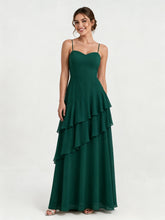 Tiered Ruffle Sweetheart Gown with Lace-Up Back Dark Green
