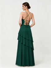 Tiered Ruffle Sweetheart Gown with Lace-Up Back Dark Green