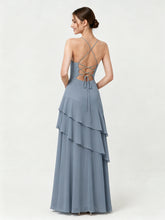 Tiered Ruffle Sweetheart Gown with Lace-Up Back Dusty Blue