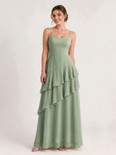 Tiered Ruffle Sweetheart Gown with Lace-Up Back Dusty Sage