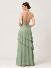 Tiered Ruffle Sweetheart Gown with Lace-Up Back Dusty Sage