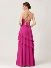 Tiered Ruffle Sweetheart Gown with Lace-Up Back Fuchsia