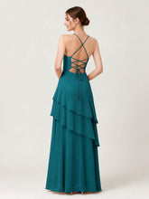 Tiered Ruffle Sweetheart Gown with Lace-Up Back Ink Blue